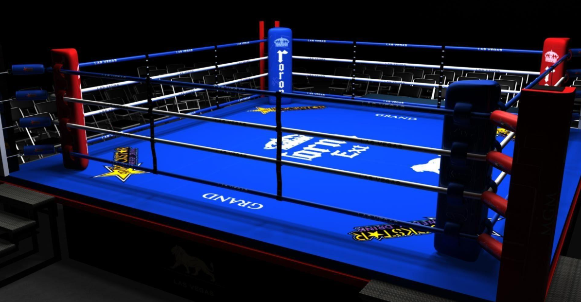 Boxing ring showing pressure fighter cutting off the ring