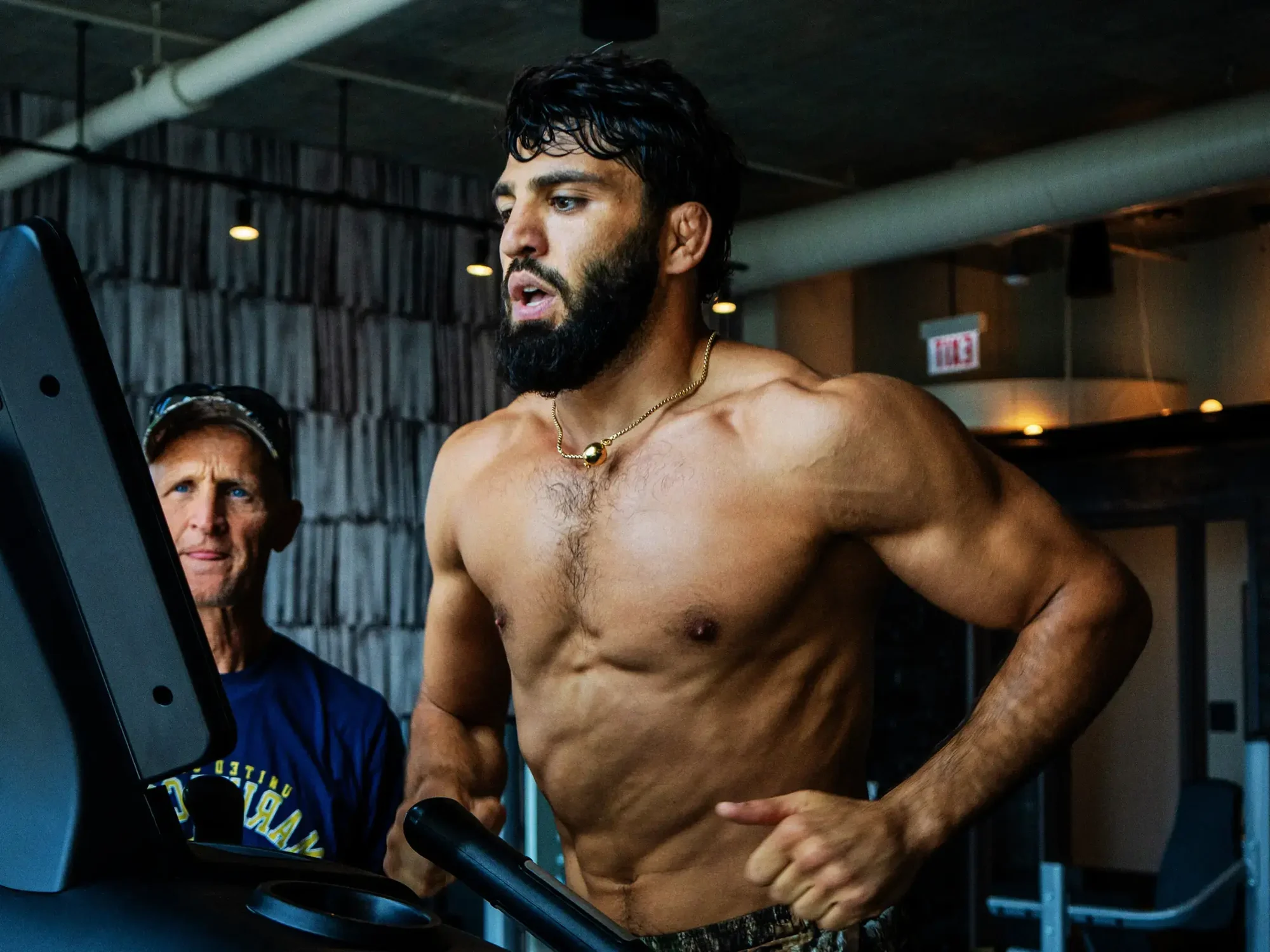 Sam Calavitta coaching UFC fighter Arman Tsarukyan in a strength and conditioning session